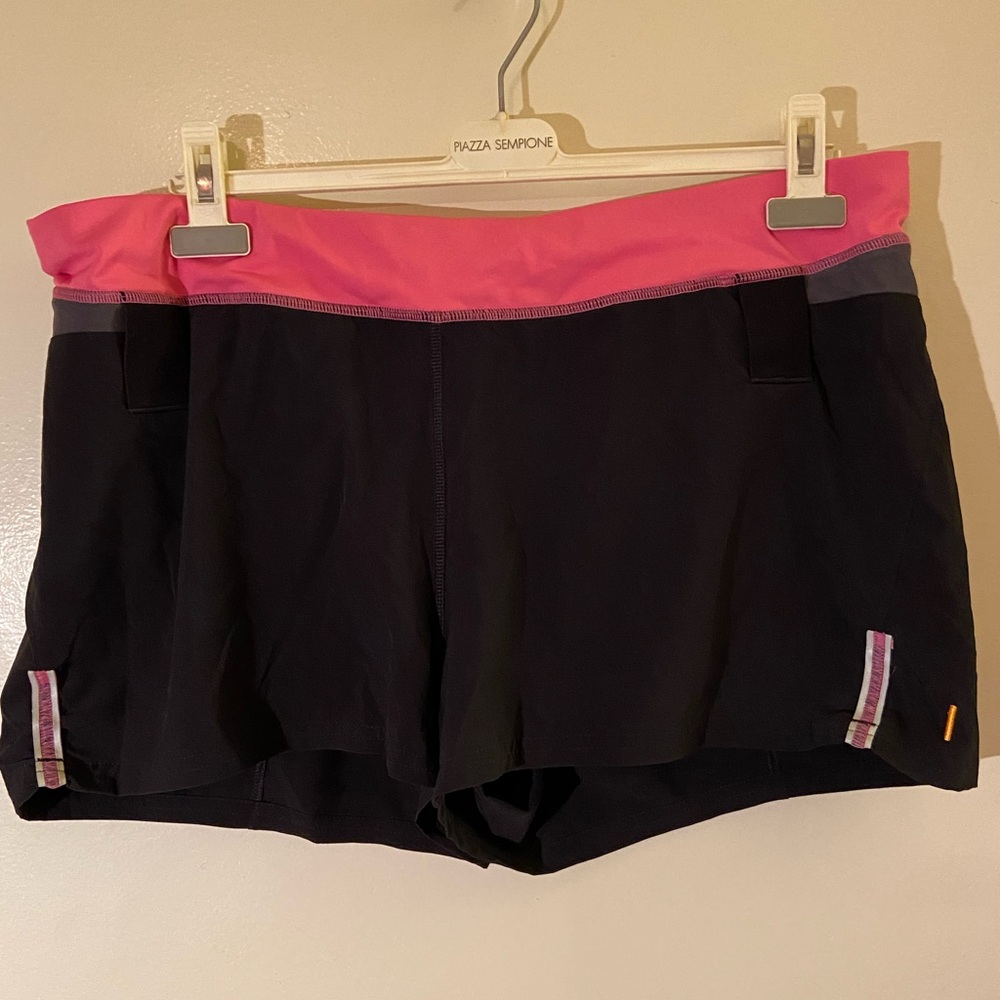Lucy Black Shorts with Pink Waistband
